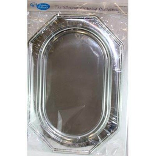 8x Platter Silver Plates Large Rectangle Octagonal Plastic Reusable 55cm x 38cm