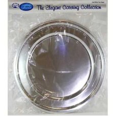 8x Platter Silver Plates Round 34cm Plastic Reusable