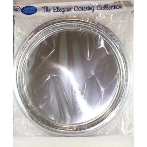 8x Platter Silver Plates Round 41cm Plastic Reusable