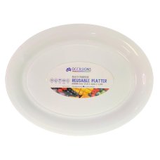 24x Platter Oval Plastic Reusable White Medium 47cm x 35cm x 4.2cm