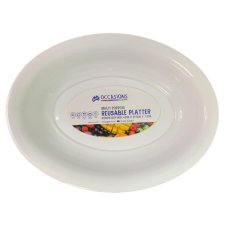 24x Platter Bowl Oval Plastic Reusable White Medium 43cm x 32.5cm x 7.2cm