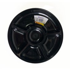 24x Plastic Platters Reusable Black 5 sectional round 315 x 37mm