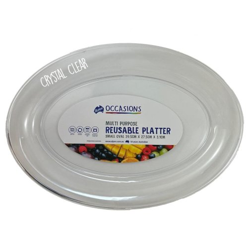24x Reusable Oval Platter 39.5x27.5x3.1cm Clear