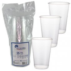 500x Beer Glasses Cups 285ml Clear Plastic