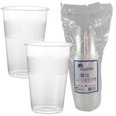 500x Beer Glasses Cups 425ml Clear Plastic