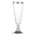 96x Champagne Glasses 145ml Plastic Flute Silver Trim thumbnail 1