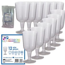 96x Wine Glasses 175ml Clear Plastic