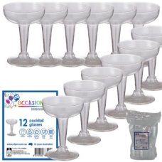 96x Cocktail Martini Glasses 100ml Clear Plastic