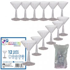 96x Martini Cocktail Glasses 175ml Clear Plastic