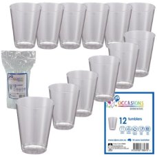 96x Tumbler Glasses 200ml Clear Plastic