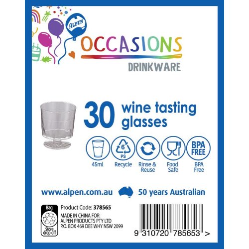 240x Wine Tasting Glasses 45ml Clear Plastic