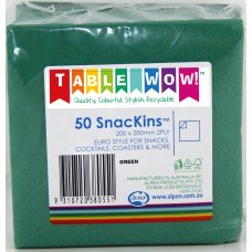 600x Napkins Green Cocktail Lunch Snacks Coasters Snackins 2ply 20cm x 20cm