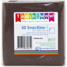600x Napkins Chocolate Brown Cocktail Lunch Snacks Coasters Snackins 2ply 20cm x 20cm