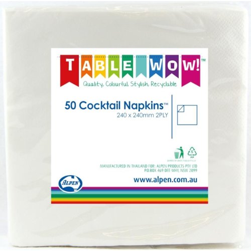 300x Napkins White Cocktail 2ply 25cm x 25cm