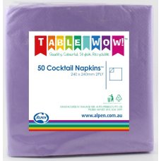 300x Napkins Lavender Cocktail 2ply 25cm x 25cm