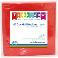 300x Napkins Red Cocktail 2ply 25cm x 25cm