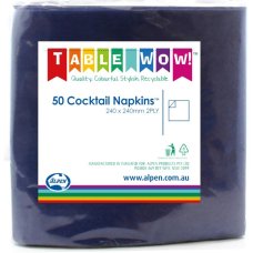 300x Napkins Dark Blue Cocktail 2ply 25cm x 25cm