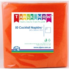 300x Napkins Orange Cocktail 2ply 25cm x 25cm