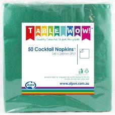 300x Napkins Green Cocktail 2ply 250mm x 250mm 25cm x 25cm