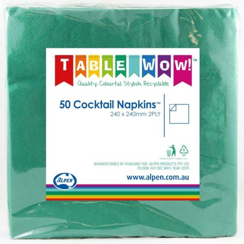 300x Napkins Green Cocktail 2ply 250mm x 250mm 25cm x 25cm