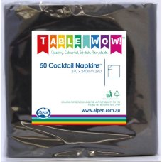 300x Napkins Black Cocktail 2ply 25cm x 25cm