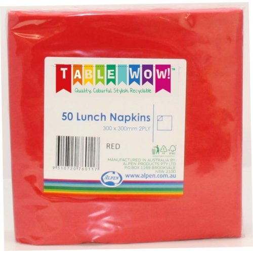 300x Napkins Red Lunch Dinner 2ply 33cm x 33cm