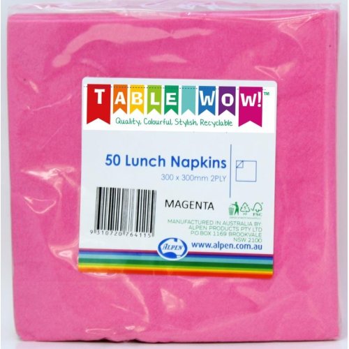 300x Napkins Magenta Pink Lunch Dinner 2ply 33cm x 33cm