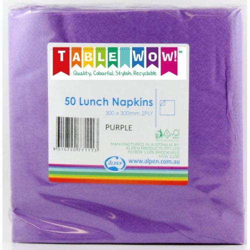 300x Napkins Purple Lunch Dinner 2ply 33cm x 33cm