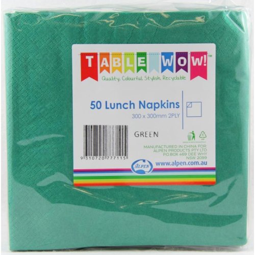 300x Napkins Green Lunch Dinner 2ply 33cm x 33cm