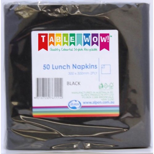 300x Napkins Black Lunch Dinner 2ply 33cm x 33cm
