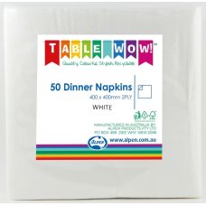 300x Napkins White Dinner 2ply 40cm x 40cm