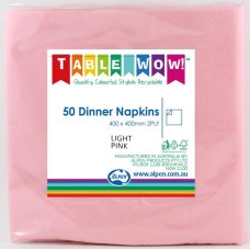 300x Napkins Light Pink Dinner 2ply 40cm x 40cm