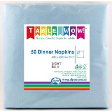 300x Napkins Light Blue Dinner 2ply 40cm x 40cm