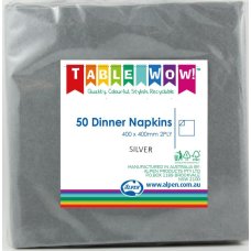 300x Napkins Silver Dinner 2ply 40cm x 40cm