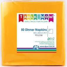 300x Napkins Yellow Dinner 2ply 40cm x 40cm