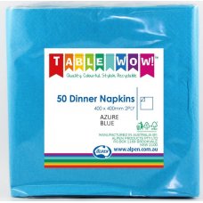 300x Napkins Azure Blue Dinner 2ply 40cm x 40cm