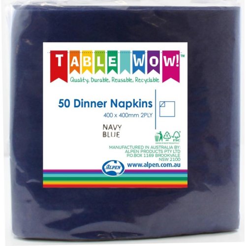 300x Napkins Dark Blue Dinner 2ply 40cm x 40cm