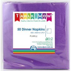 300x Napkins Purple Dinner 2ply 40cm x 40cm