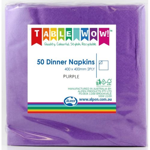 300x Napkins Purple Dinner 2ply 40cm x 40cm