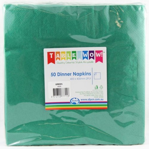 300x Napkins Green Dinner 2ply 40cm x 40cm