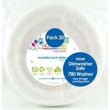 100x Plates Round White Reusable Plastic Lunch Picnic Dinner 18cm