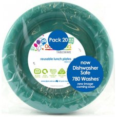 100x Plates Round Green Reusable Plastic Lunch Picnic Dinner 18cm