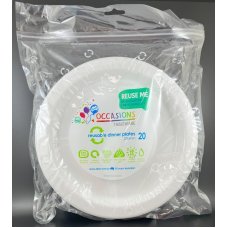 80x Plates Round White Reusable Plastic Lunch Picnic Dinner 23cm