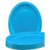 80x Plates Oval Azure Blue Reusable Plastic Lunch Picnic Dinner 31.5cm x 24.5cm thumbnail 3