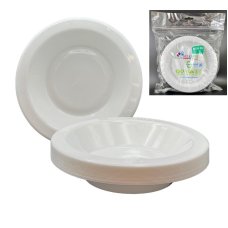 80x Bowls Oval White Reusable Plastic Lunch Picnic Dinner 18cm