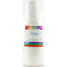 80x Plastic Cups White 285ml Reusable Recyclable