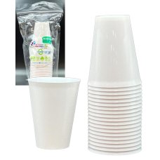 80x Plastic Cups White 285ml Reusable Recyclable