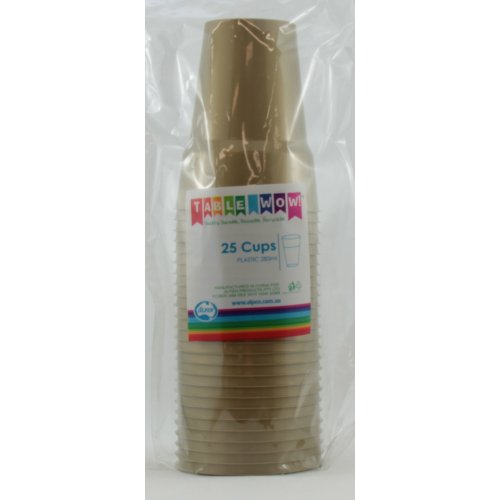 80x Plastic Cups Gold 285ml Reusable Recyclable