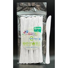 80x Plastic Knives White 195mm Cutlery Bulk Reusable