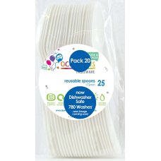 80x Plastic Spoons White 172mm Cutlery Bulk Reusable
